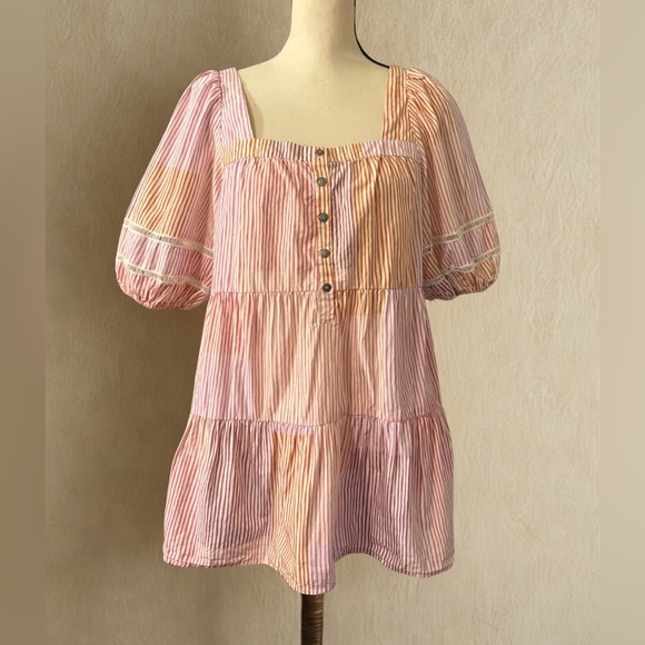 Anthropologie Pink & Orange Pastel Patterned Tunic - Picture 11 of 11